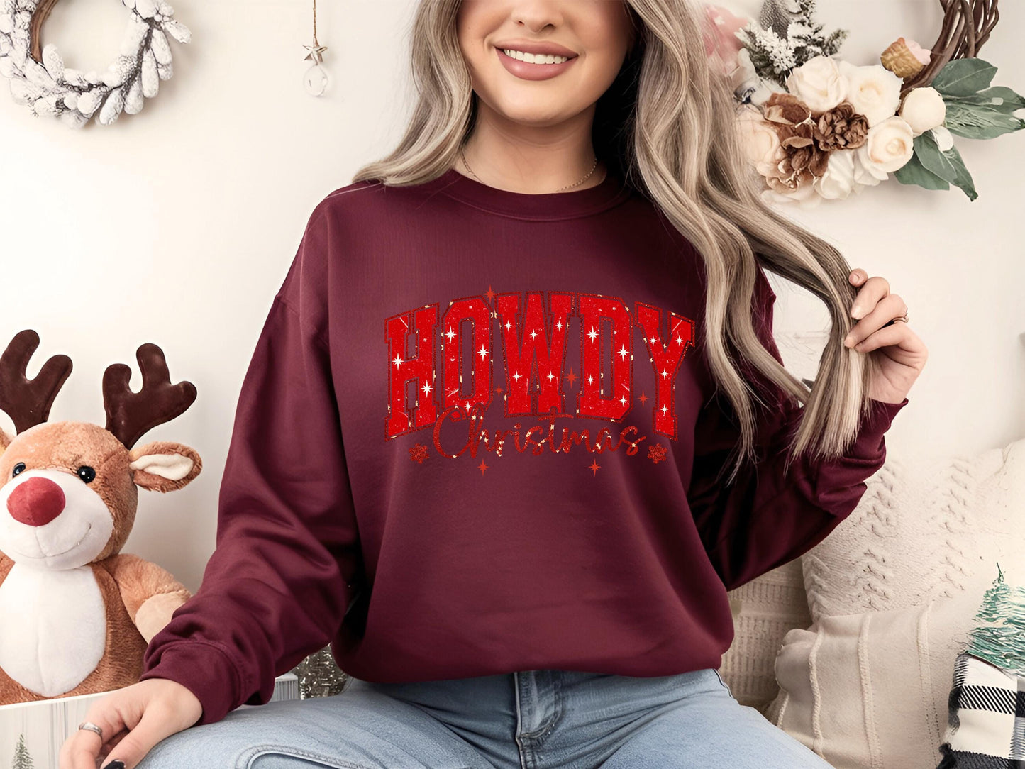 Howdy Christmas PNG, Retro Western Cowboy Holiday Quote, Festive Country Shirt Design